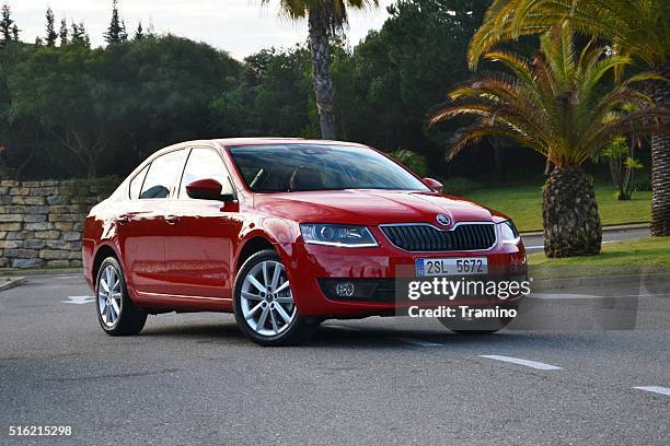 skoda octavia iii on the street - skoda auto stock pictures, royalty-free photos & images