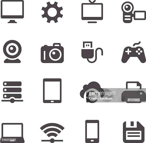device icons - desktop pc stock illustrations