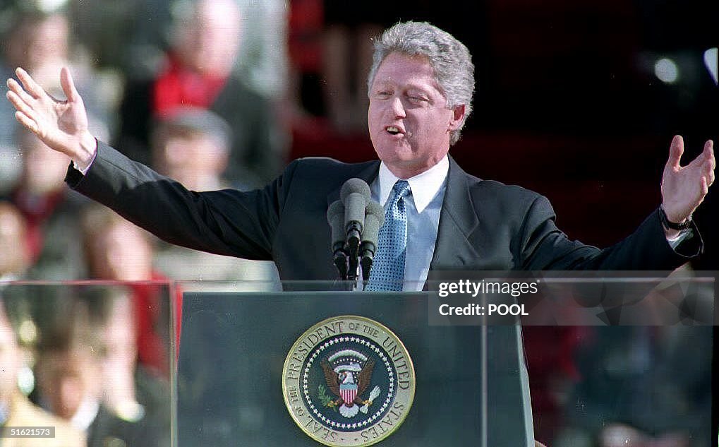 U.S. President Bill Clinton delivers his inaugural