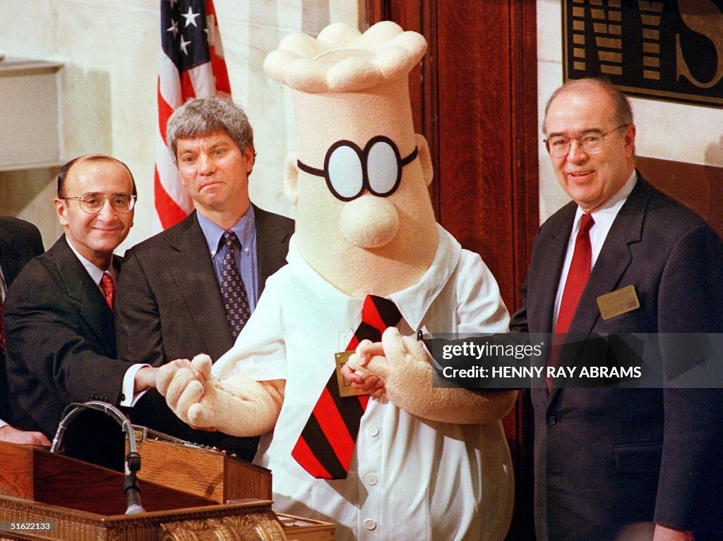 Dilbert, the comic strip character struggling to m