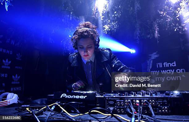 Annie Mac DJs at the adidas Originals launch of NMD Future House on March 17, 2016 in London, United Kingdom.