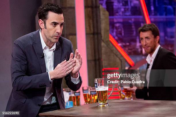 Sacha Baron Cohen attends 'El Hormiguero' Tv Show at Vertice Studio on March 17, 2016 in Madrid, Spain.