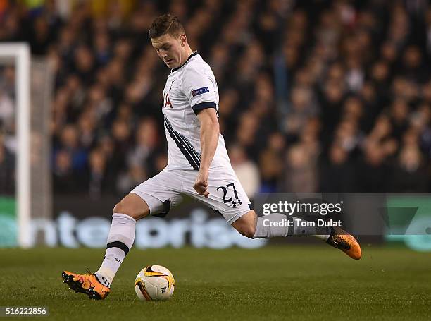 Kevin Wimmer of Tottenham Hotspur in action during the UEFA Europa League Round of 16 Second Leg match between Tottenham Hotspur and Borussia...