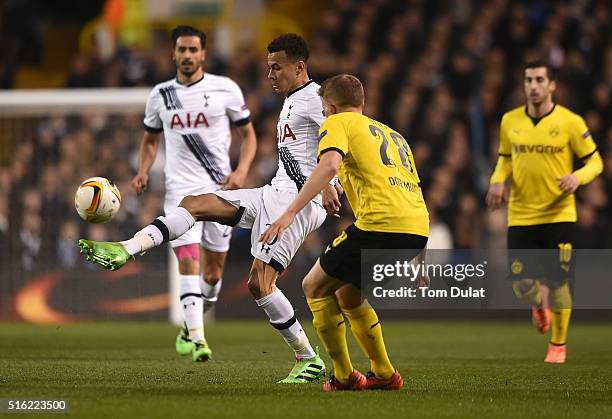 Dele Alli of Tottenham Hotspur in action during the UEFA Europa League Round of 16 Second Leg match between Tottenham Hotspur and Borussia Dortmund...