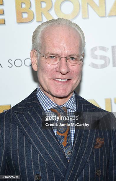 Actor Tim Gunn attends a screening of Sony Pictures Classics' "The Bronze" hosted by Cinema Society & SELF at Metrograph on March 17, 2016 in New...