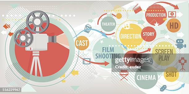 kino arbeitszimmer projektion - man acting being shot stock-grafiken, -clipart, -cartoons und -symbole