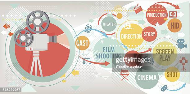 cinema study projection - editorial illustration stock illustrations