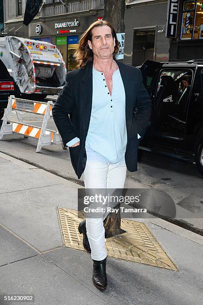 Model Fabio Lanzoni enters the "Today Show" taping at the NBC Rockefeller Center Studio on March 17, 2016 in New York City.