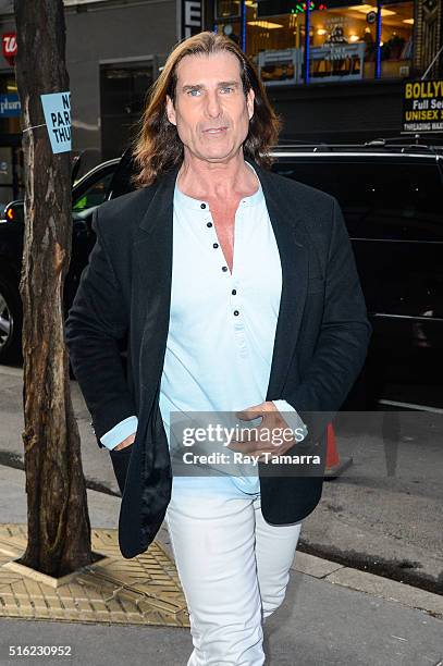 Model Fabio Lanzoni enters the "Today Show" taping at the NBC Rockefeller Center Studio on March 17, 2016 in New York City.