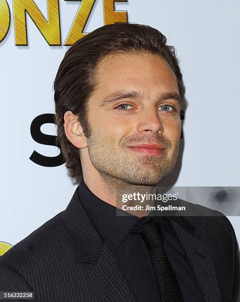 Actor Sebastian Stan attends The Cinema Society & SELF host a screening of Sony Pictures Classics' "The Bronze" at Metrograph on March 17, 2016 in...