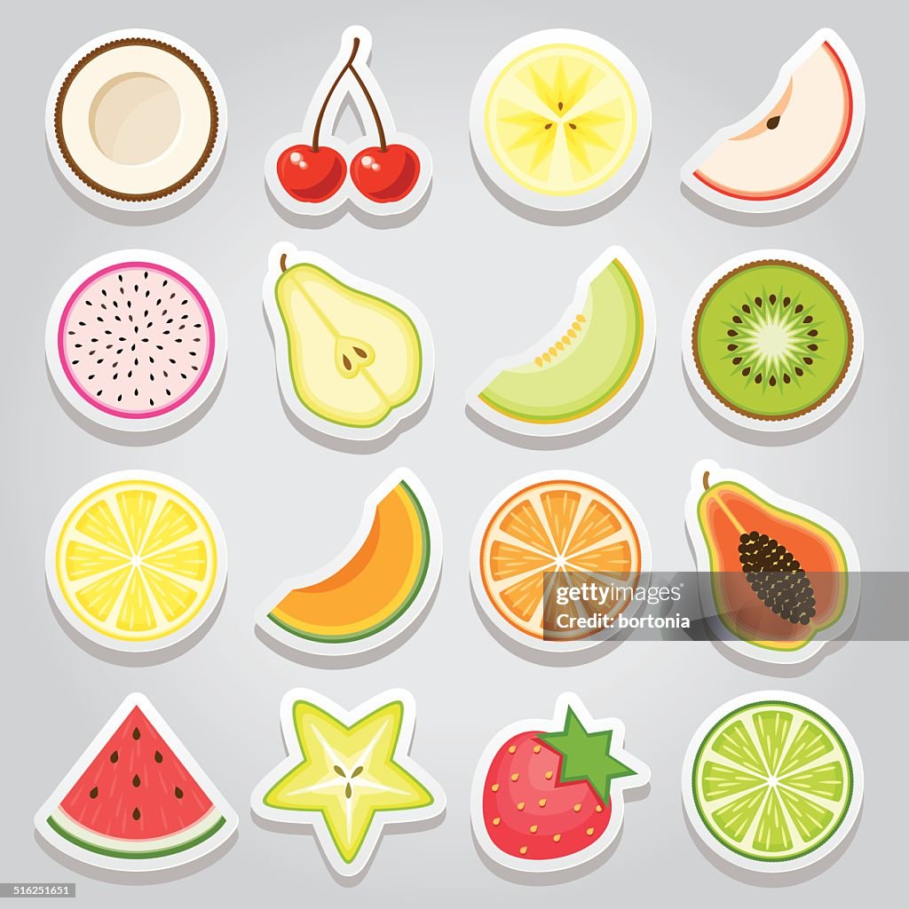 Fruit Sticker Icon Set