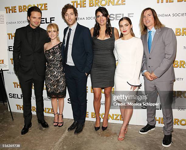 Actors Sebastian Stan, Melissa Rauch, Thomas Middleditch, Cecily Strong and Haley Lu Richardson, and director Bryan Buckley attend The Cinema Society...