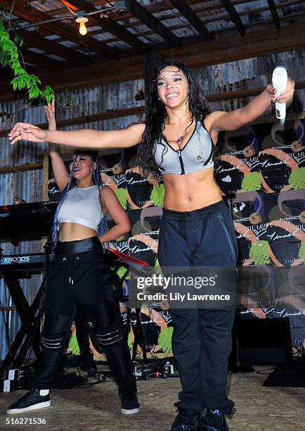 Singer/songwriter Tinashe performs onstage during the M.A.C. Cosmetics SXSW Party & Performance with Tinashe at Palazzo Lavaca on March 17, 2016 in...