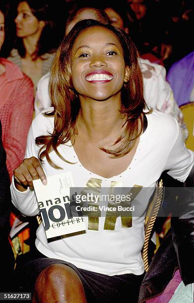 Actress Erica Howard attends Indian designer Anand Jon's West Coast debut couture fashion show "Apsare: Divine Concubines" on October 29, 2004 at the...