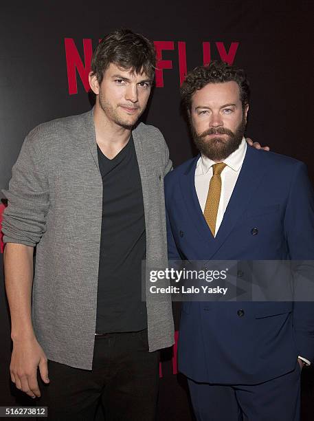 Ashton Kutcher and Danny Masterson attend the 'Netflix Red Carpet' event at the Four Seasons Hotel on March 17, 2016 in Buenos Aires, Argentina.