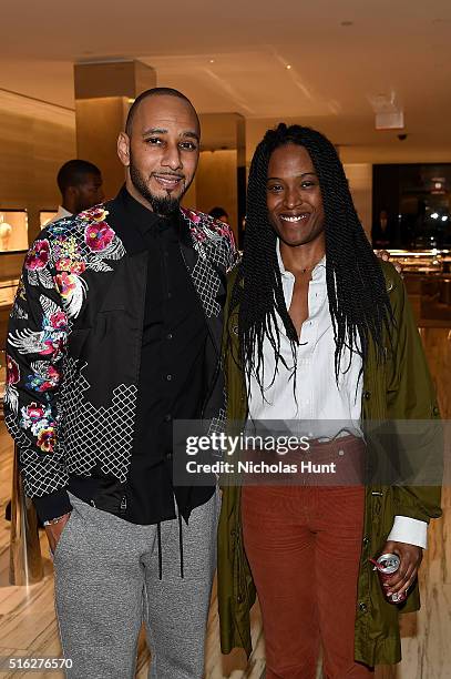 Hip-hop artist Swizz Beatz and Nicole Vassell attend as Barneys New York celebrates its new downtown flagship in New York City on March 17, 2016 in...