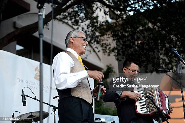 Ruben Ramos performs with Little Joe y la Familia at the Grammy Block Party during SXSW Music Festival at Four Seasons Hotel on March 17, 2016 in...