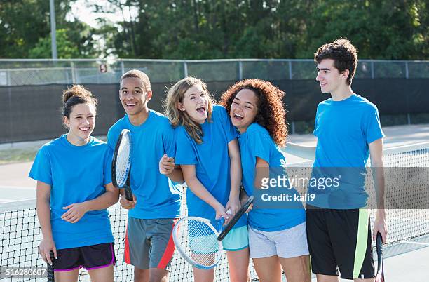 high school tennis team - secondary school sport stock pictures, royalty-free photos & images