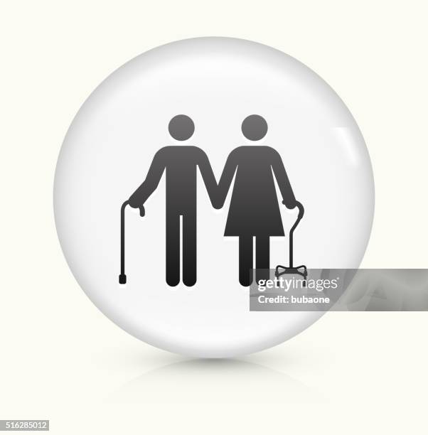 elderly couple icon on white round vector button - aging couple stock illustrations