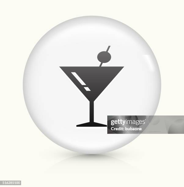 martini cocktail icon on white round vector button - leaving work stock illustrations