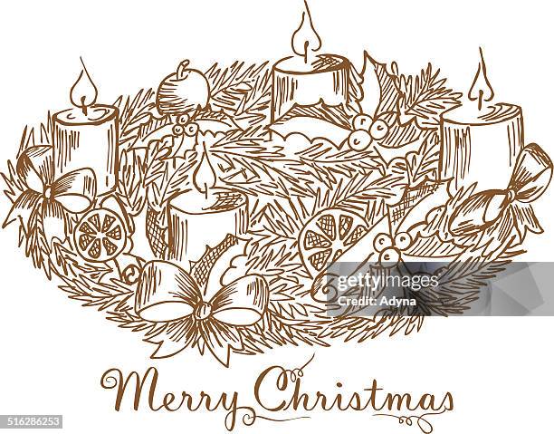 christmas wreath - advent wreath stock illustrations