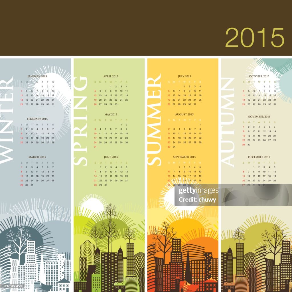 Calendar 2015 season spring summer winter autumn