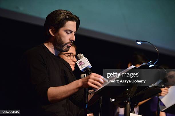 Jason Reitman and Sarah Thyre attend the Film Independent At LACMA - Live Read of "Stand By Me" at Bing Theatre At LACMA on March 17, 2016 in Los...