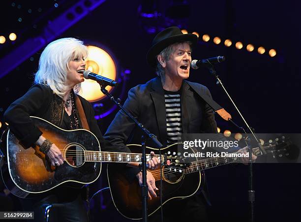 Emmylou Harris and Rodney Drowell perform at The Life & Songs of Kris Kristofferson produced by Blackbird Presents at Bridgestone Arena on March 16,...