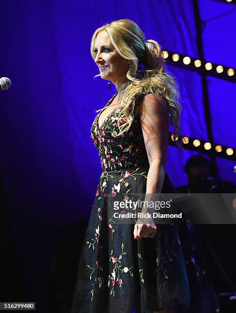 Lee Ann Womack performs at The Life & Songs of Kris Kristofferson produced by Blackbird Presents at Bridgestone Arena on March 16, 2016 in Nashville,...