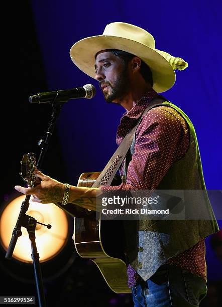 Ryan Bingham performs at The Life & Songs of Kris Kristofferson produced by Blackbird Presents at Bridgestone Arena on March 16, 2016 in Nashville,...
