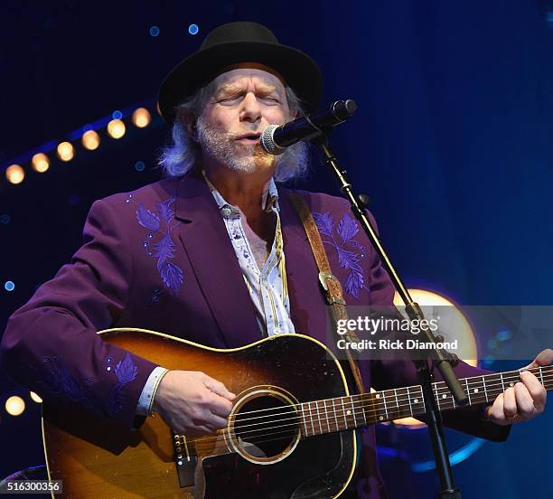 Buddy Miller performs at The Life & Songs of Kris Kristofferson produced by Blackbird Presents at Bridgestone Arena on March 16, 2016 in Nashville,...