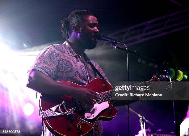 Kele Okereke of Bloc Party performs onstage at the StubHub music showcase during the 2016 SXSW Music, Film + Interactive Festival at Banger's on...