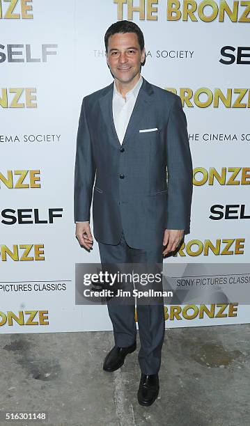 Actor David Alan Basche attends The Cinema Society & SELF host a screening of Sony Pictures Classics' "The Bronze" at Metrograph on March 17, 2016 in...