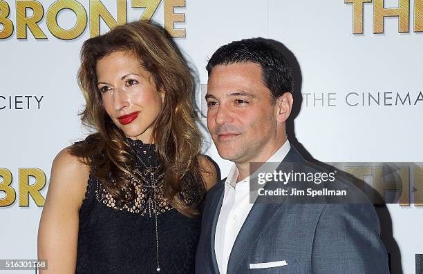 Actors Alysia Reiner and David Alan Basche attend The Cinema Society & SELF host a screening of Sony Pictures Classics' "The Bronze" at Metrograph on...