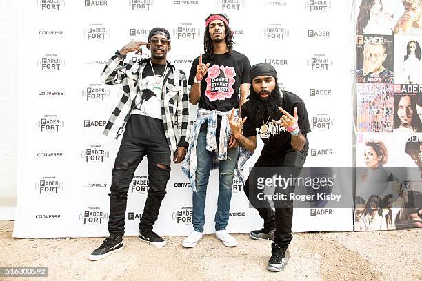Members of the Flatbush Zombies attend the FADER FORT presented by Converse during SXSW on March 17, 2016 in Austin, Texas.