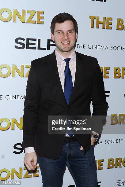 Athlete Tim Morehouse attends The Cinema Society & SELF host a screening of Sony Pictures Classics' "The Bronze" at Metrograph on March 17, 2016 in...