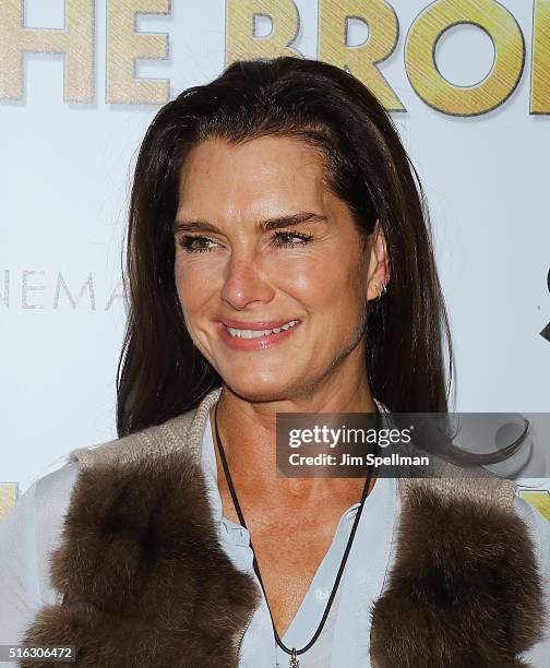 Actress Brooke Shields attends The Cinema Society & SELF host a screening of Sony Pictures Classics' "The Bronze" at Metrograph on March 17, 2016 in...