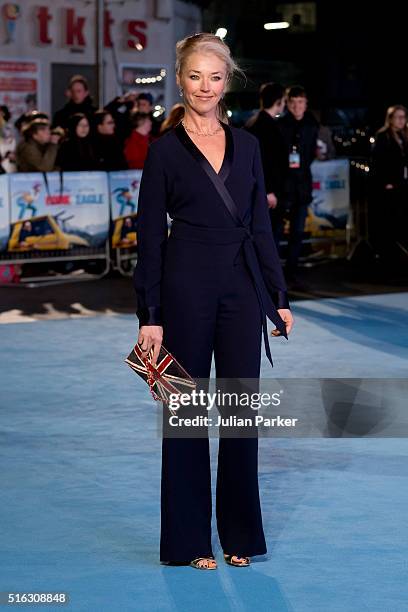 Tamara Beckwith arrives for the European premiere of 'Eddie The Eagle' at Odeon Leicester Square on March 17, 2016 in London, England.