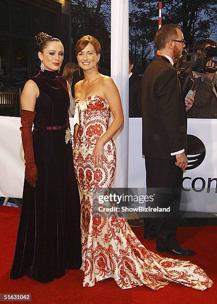 Grainne Seoige and Lorraine Keane arrive for the The Irish Film and Television Awards at the Burlington Hotel, on October 30, 2004 in Dublin, Ireland.