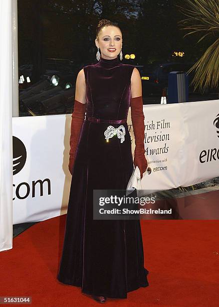 Grainne Seoige arrives for the The Irish Film and Television Awards at the Burlington Hotel, on October 30, 2004 in Dublin, Ireland.