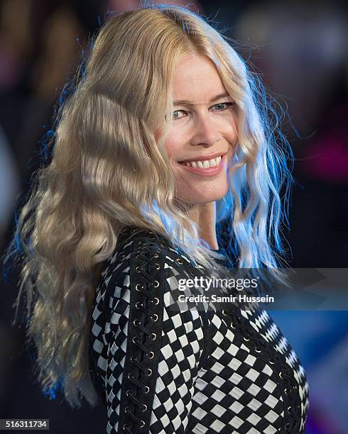 Claudia Schiffer arrives for the European premiere of 'Eddie The Eagle' at Odeon Leicester Square on March 17, 2016 in London, England.