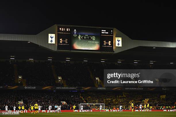 General view of play during the UEFA Europa League Round of 16 second leg match between Tottenham Hotspur and Borussia Dortmund at White Hart Lane on...