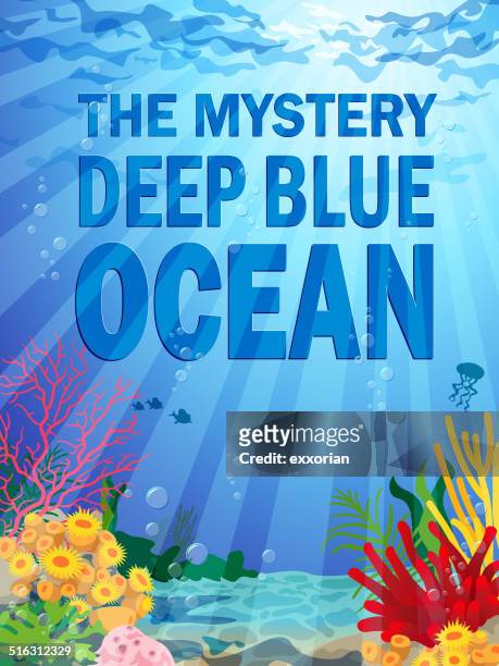 bildbanksillustrationer, clip art samt tecknat material och ikoner med deep blue ocean with coral - blue anemone