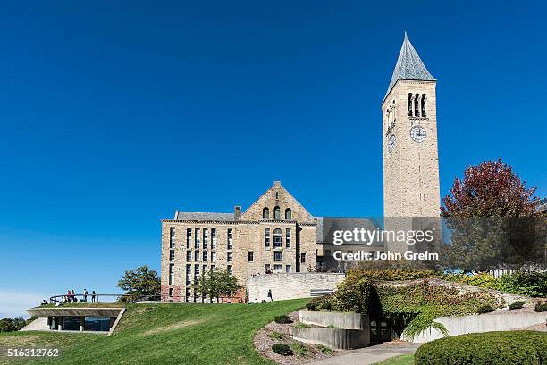 Library and McGraw bell tower on the Cornell University campus.