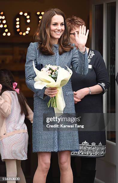 Catherine, Duchess Of Cambridge opens a new EACH Charity Shop on March 18, 2016 in Holt, Norfolk.