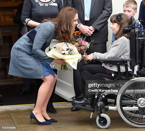 Catherine, Duchess Of Cambridge opens a new EACH Charity Shop on March 18, 2016 in Holt, Norfolk.