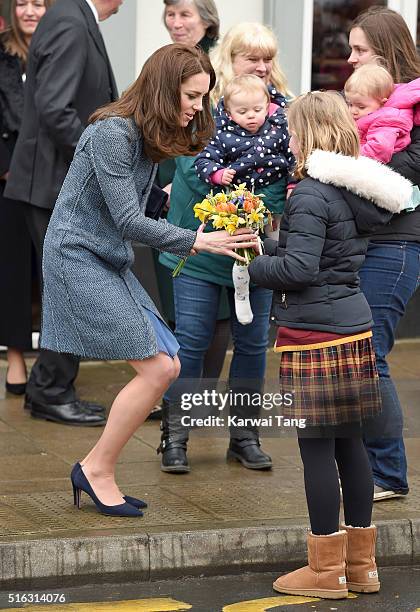 Catherine, Duchess Of Cambridge opens a new EACH Charity Shop on March 18, 2016 in Holt, Norfolk.