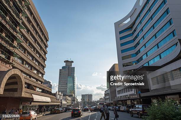 modern office blocks in downtown harare, zimbabwe - zimbabwe stock pictures, royalty-free photos & images