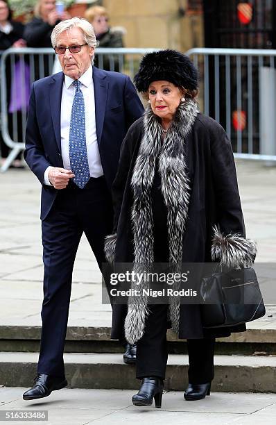 Coronation Street actors Barbara Knox and William Roache arrive for the funeral of Coronation Street scriptwriter Tony Warren at Manchester Cathedral...