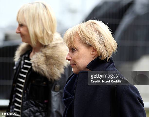 Coronation Street actor Sally Dynevor arrives for the funeral of Coronation Street scriptwriter Tony Warren at Manchester Cathedral on March 18, 2016...